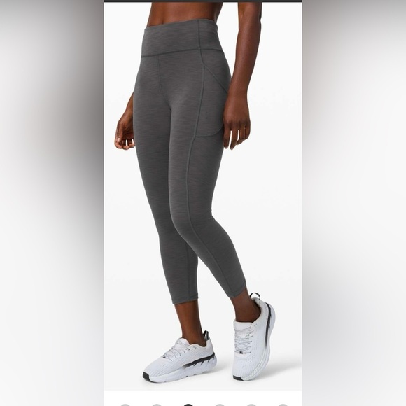 Lululemon Invigorate High-Rise Tights in Heathered Graphite Grey-25" - Picture 1 of 4